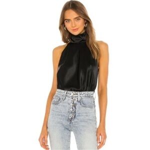 ALIX NYC Satin High Neck Sleeveless Bodysuit